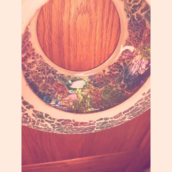 Marigold Iridescent Pink Glass Mosaic Seed Bird Feeder - Picture 5 of 6